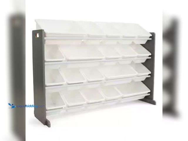 Lot 49-2001104 - Humble Crew Inspire Grey and White Extra Large Storage Organizer with 20 Plastic Bins, Model # WO180...