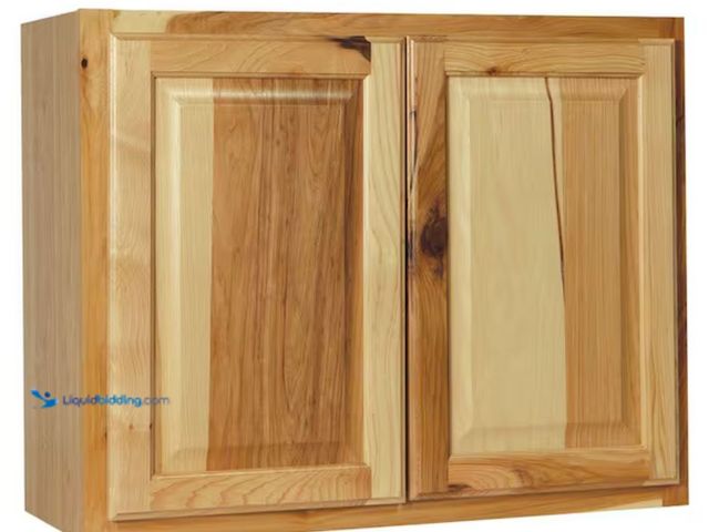 Lot 49-1631102 - Hampton Bay Hampton 30 in. W x 12 in. D x 24 in. H Assembled Wall Bridge Kitchen Cabinet in Natural ...