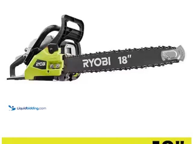 Lot 49-3612911 - RYOBI 18 in. 38cc 2-Cycle Gas Chainsaw with Heavy-Duty Case, Model # RY3818, Slightly used, Has atta...
