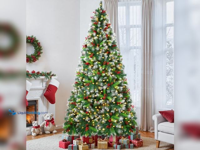 Lot 49-1547288 - Firstness 6ft Spray White Pre-Lit Artificial Christmas Tree with 1000 Branch Tips 300 LED Lights, Pi...