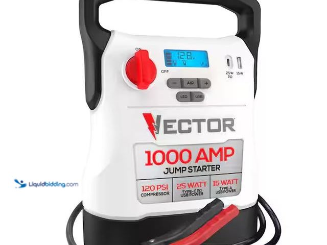 Lot 49-1576927 - VECTOR 1000 Amp Jump Starter, Compressor, USB Power Model # VECJ1C, Unused, Missing Charger, Tested ...
