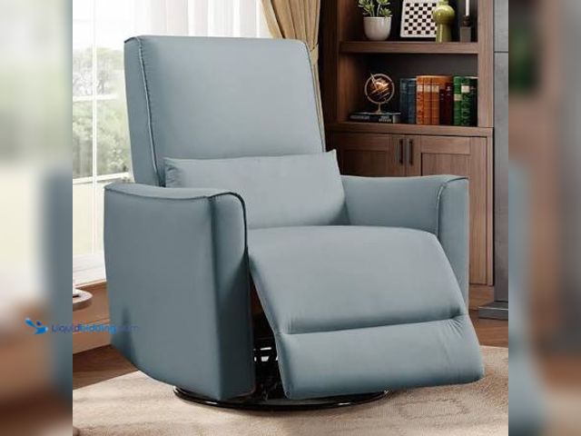 Lot 49-5546284 - Garvee Swivel Rocking Recliner Chair Manual Leather Recliner Glider with Lumbar Support Padded Armre...
