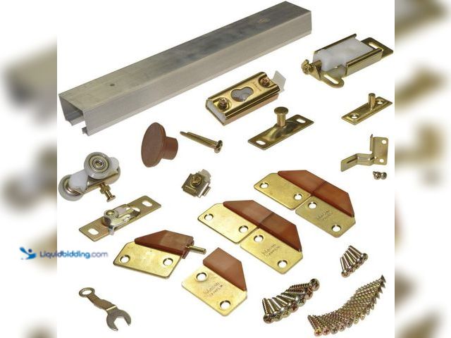 Lot 49-5488387 - Johnson Hardware L.E Johnson 100FD362 4-Panel Hardware Set 36" - 2 Door System. Model: 100FD362. Unu...