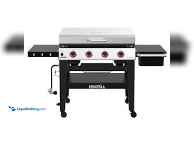 Lot 49-5485607 - Nexgrill Daytona 4-Burner Propane Gas Grill 36 in. Flat Top Griddle in Black with Stainless Steel Li...