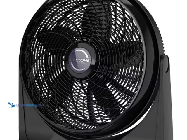Lot 49-3564147 - Lasko Floor Cyclone Fan: 20" Adjustable Tilt, Wall Mountable, 3 Speeds, Indoor Use, 2000 CFM, Black ...
