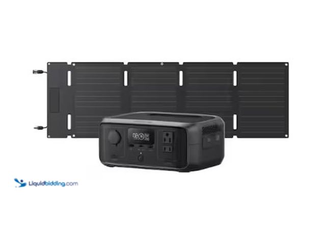 Lot 49-3612968 - EcoFlow 245Wh River 3 with 45W Portable Solar Panel, 300W Output/Surge 600W, LFP Power Station, Home...