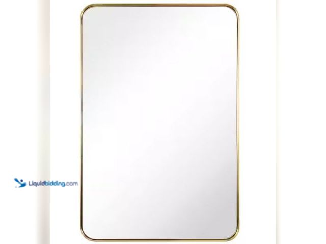 Lot 49-1631946 - Empire Art Direct 36 in. x 24 in. Ultra Rectangle Brushed Gold Stainless Steel Framed Wall Mirror, M...