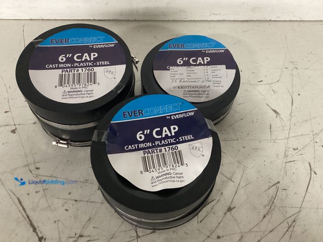 Lot 49-3617694 - Everconnect Set of (5) Giant Flexible PVC Pipe Cap with Stainless Steel Clamps,6.6" Inner Diameter f...