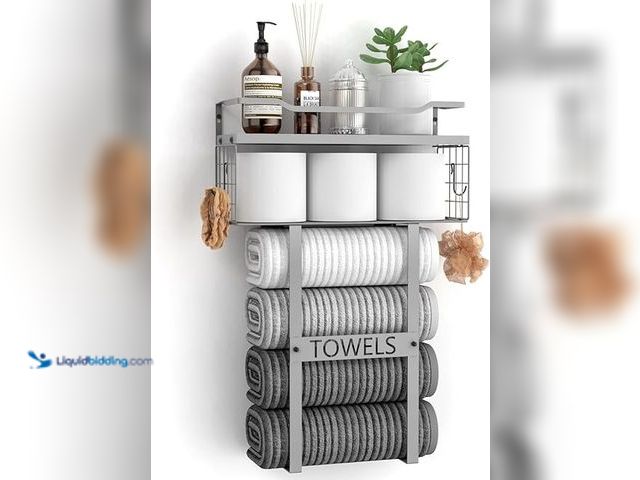 Lot 49-5448531 - Towel Racks for Bathroom Wall Mounted - Bath Wall Towel Holder Set Above Toilet Storage, Rolled Towe...