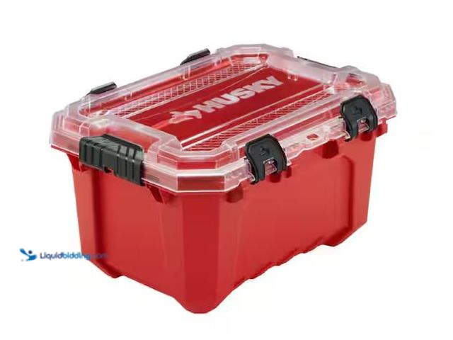 Lot 49-5561023 - Husky
5-Gal. Professional Heavy Duty Waterproof Stackable Plastic Storage Container with Hinged Lid...