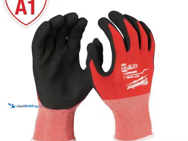 Lot 49-1569377 - Milwaukee X-Large Red Nitrile Level 1 Cut Resistant Dipped Work Gloves (6-Pack), Model # 48-22-8903P...