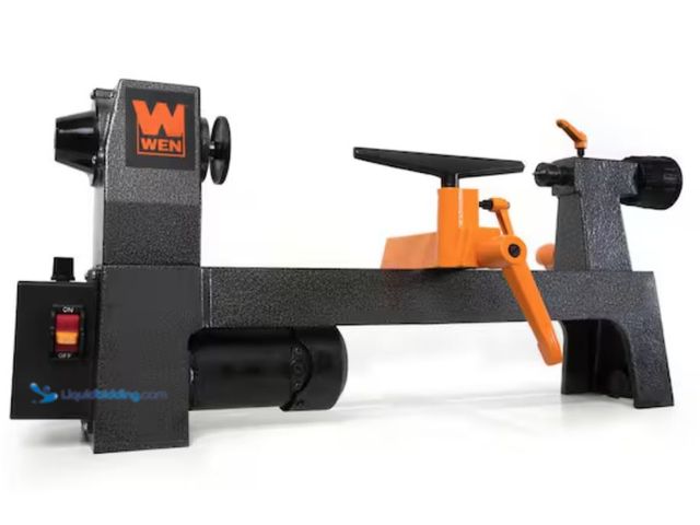 Lot 49-2001291 - WEN 3.2 Amp 8 in. x 13 in. Variable Speed Mini Benchtop Wood Lathe, Model # LA3421, Used, Has attach...