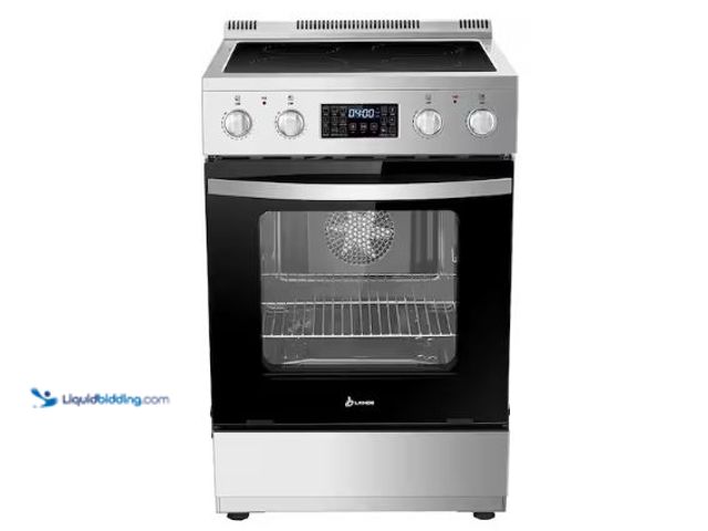 Lot 49-1588658 - LANBO 24 in. 4 Burner Elements Freestanding Electric Range in Stainless Steel with Air Fry, Rotisser...