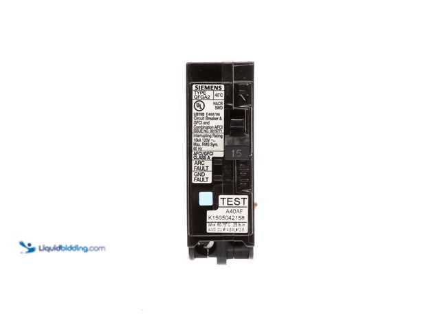 Lot 49-5453383 - Siemens 15-Amp AFCI/GFCI Dual Function-Circuit Breaker. [Model # Q115DFP] Used