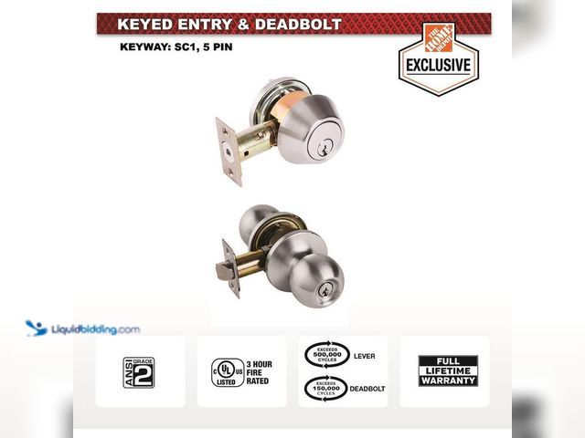 Lot 49-5406231 - Universal Hardware Light Duty Commercial ANSI Grade 2 Entry Knob and Deadbolt UL 3-Hour Fire, Keyed ...