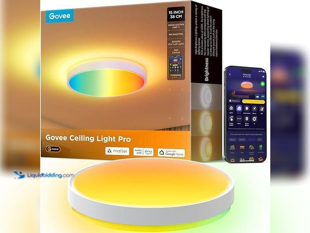 Lot 49-3482634 - Govee Smart Ceiling Light 4300LM, RGBIC LED Ceiling Light Fixture Works with Matter, Flush Mount Lig...