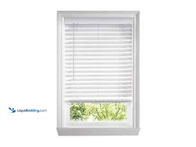 Lot 49-5476560 - Home Decorators Collection.White Cordless Room Darkening Faux Wood Blind with 2 in. Slats - 72.5 in....