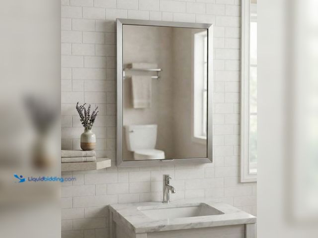 Lot 49-3639336 - Glacier Bay 16 in. W x 20 in. H Frameless Beveled Mirror Medicine Cabinet, Recessed or Surface Mount...