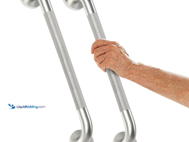 Lot 49-1574998 - (2-Pack) 24 Inch Shower Grab Bars for Seniors, Stainless Steel Knurled Non-Slip Safety Bars for Show...