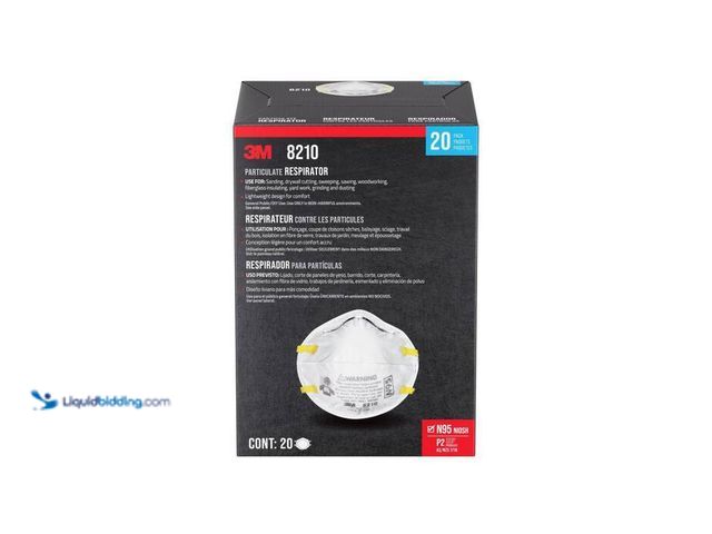 Lot 49-2000680 - 3M 8210 Plus N95 Performance Sanding and Fiberglass Disposable Respirator (20-Pack), Model # 8210PH2...