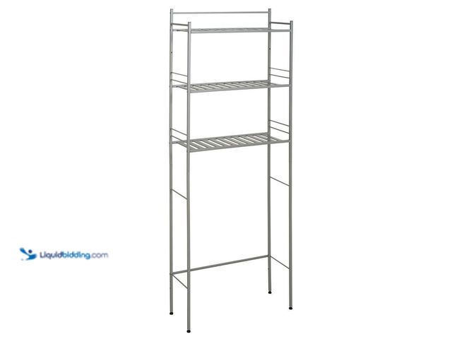 Lot 49-5414800 - glacier bay Slat Style 24 in. W x 9.5 in. D x 64.5 in. H Satin Nickel Over-the-Toilet Storage Model ...