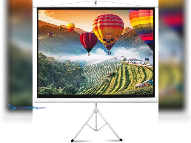 Lot 49-5460817 - Pyle 80 Inch Portable Projector Screen with Tripod Stand - Quick Setup Fold Out Roll Up Screen Featu...
