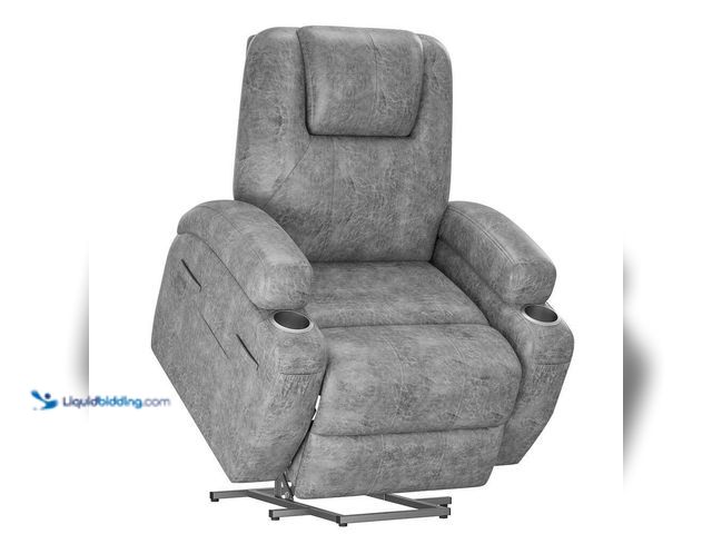 Lot 49-5487168 - LACOO Electric Power Lift Recliner Chair (Leathaire) with Massage for Elderly, Single Sofa with 2 Cu...
