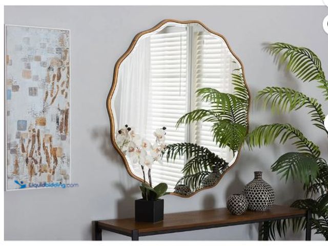 Lot 49-5414571 - Baxton Studio Weston Modern Glam and Luxe Antique Goldleaf Finished Wood Accent Wall Mirror. unused