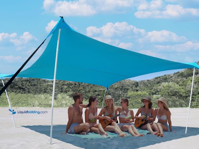 Lot 49-5453751 - BESTSET UPF50+ Beach Tent Sun Shelter, Windproof Stable Outdoor Pop Up Beach Shade Canopy for Campin...