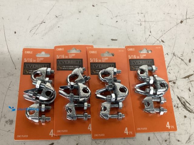 Lot 49-3631355 - Lot of (4) 4ct. Boxes 5/16" Zinc-Plated Clamp Set (Total of 16 Clamps) Model: 42754, New  Ref#BIN073...