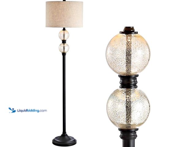 Lot 49-3639370 - JONATHAN Y January 60 in. Glass/Metal LED Floor Lamp, Mercury Glass/Oil Rubbed Bronze, Model: JYL101...