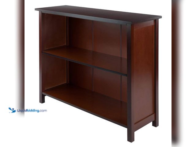 Lot 49-5408412 - WINSOME WOOD Milan 2-Section Bookcase, Wide Shelf, Walnut. [Model # 94539] Unused
