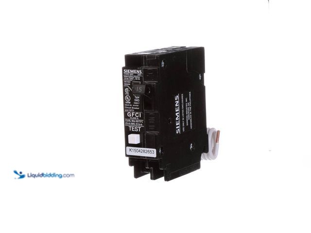 Lot 49-3566107 - Siemens
15 Amp Single Pole Type QPF2 GFCI Circuit Breaker. Model # US2:QF115AP. Unused