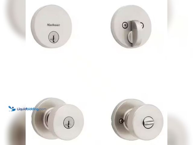 Lot 49-1569131 - Kwikset Pismo Round Rose Satin Nickel Knob Door Combo Pack Featuring Smart Key Security, Model # 991...