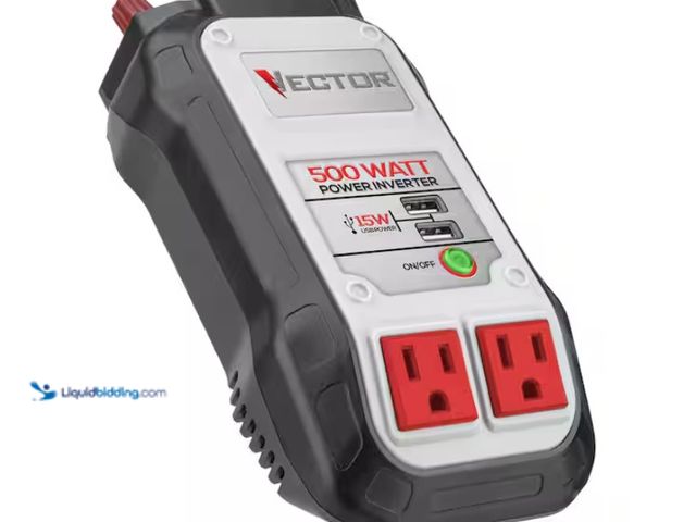 Lot 49-1567897 - VECTOR 500 Watt Power Inverter, Dual Power Inverter, Two USB Charging Ports, Cigarette Lighter Inver...