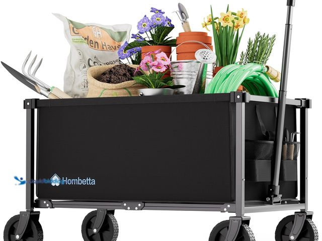Lot 49-5546268 - Hombetta Collapsible Wagon Cart, 150L Heavy Duty Folding Utility Wagon with Wheels, 260 lbs Load, Po...
