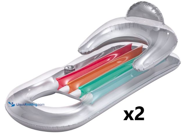 Lot 49-1627137 - Lot of (2) Bluescape - Deluxe Lounge Inflatable Pool Float, Gray, Age 14 & up, Unisex Model #IWC1VSY...