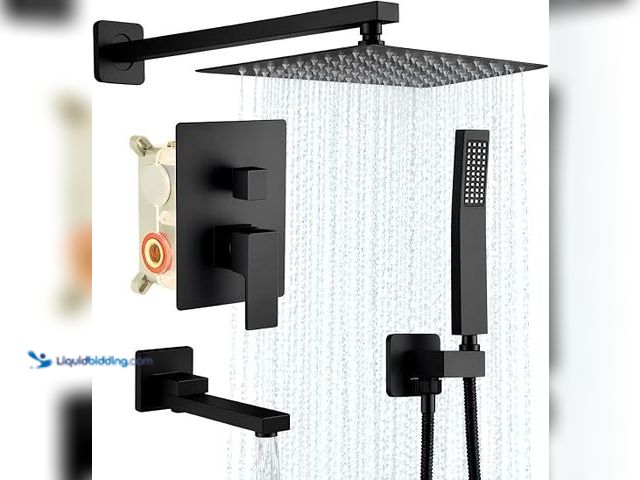 Lot 49-3611939 - Rainfall Bathroom Shower System with Handheld Spray, Pressure-Balanced Mixer Valve, Durable Metal Sh...