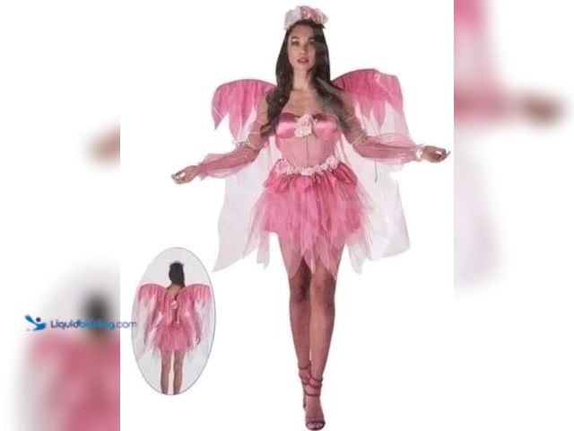 Lot 49-1537385 - Pink Garden Pixie Fairy Halloween Costume Women's L (10-12) Wings Flowers, Unused  Ref#HW1009