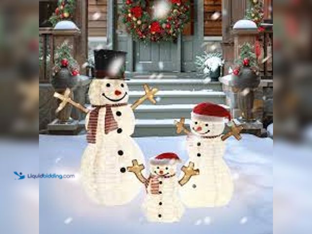 Lot 49-5448781 - VEIKOUS 4 ft. Snowman Family Outdoor Christmas Holiday Yard Decoration Warm White LED(3-Piece). Mode...