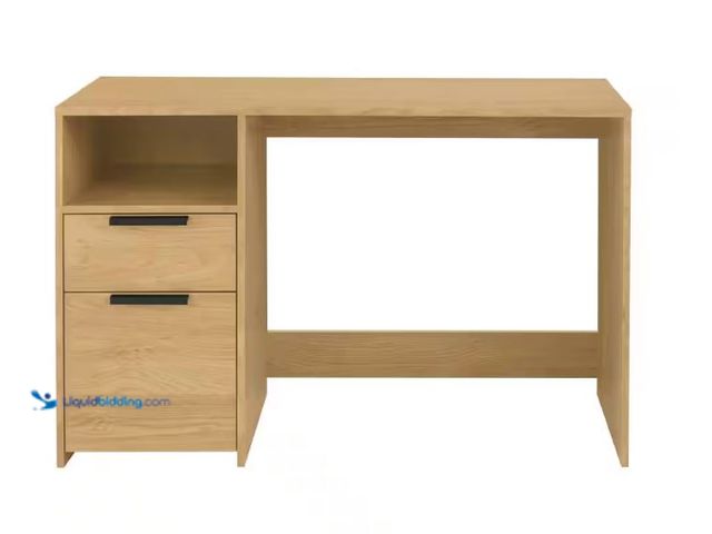 Lot 49-5430005 - StyleWell Braxten 47 in. Rectangular Light Oak Brown Finish 2-Drawer Computer Desk (UNUSED) HARDWARE...