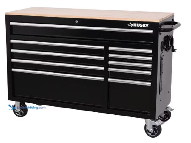 Lot 49-1531985 - Husky Modular Tool Storage 52 in. W x 20 in. D Standard Duty Black Mobile Workbench Cabinet, Model #...