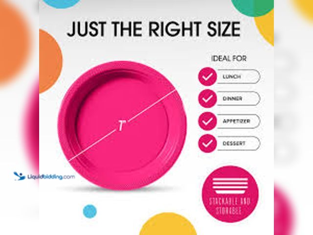 Lot 49-5544008 - QTY:16 - Lucky Star Enterprise. Pink Melamine 7.5in Serving Plates 4 PACK Model: 234-32-0050 unused