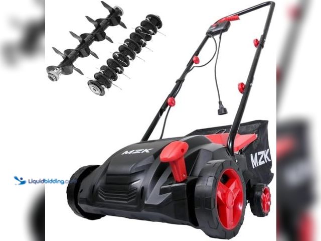 Lot 49-5416045 - MZK 13-inch 2-in-1 Electric Dethatcher and Scarifier w/Removeable 4-Position Height Adjustment,Lawn ...