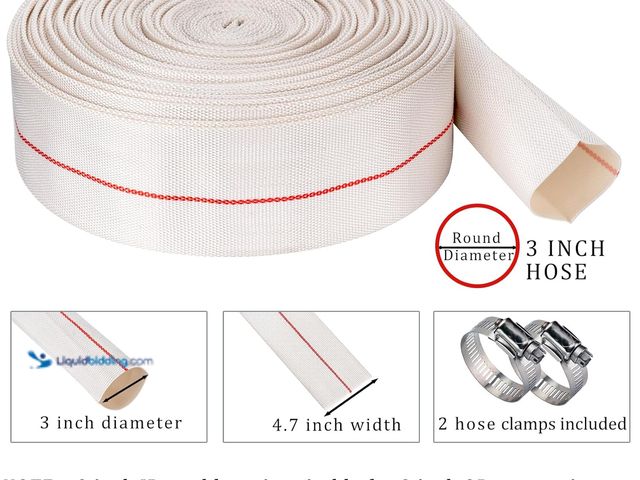 Lot 49-5437270 - Pool Backwash Hose 3” × 100 ft Heavy Duty PVC Water Discharge Hose General Purpose Flexible Reinforc...