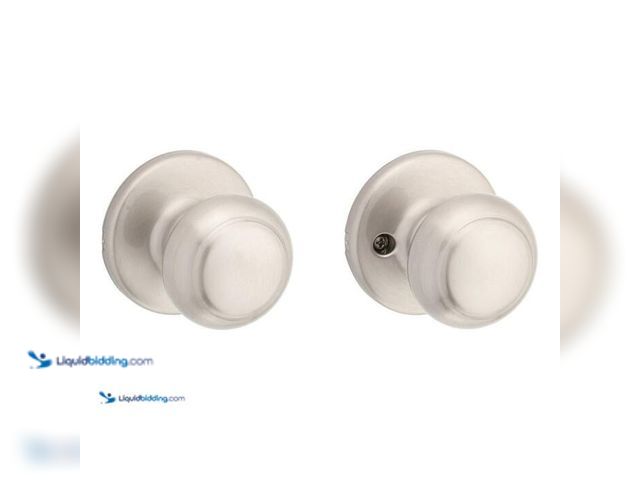 Lot 49-5575104 - QTY 2 - Kwikset Cove Satin Nickel Passage Door Knob for Hall or Closet featuring Microban Technology...