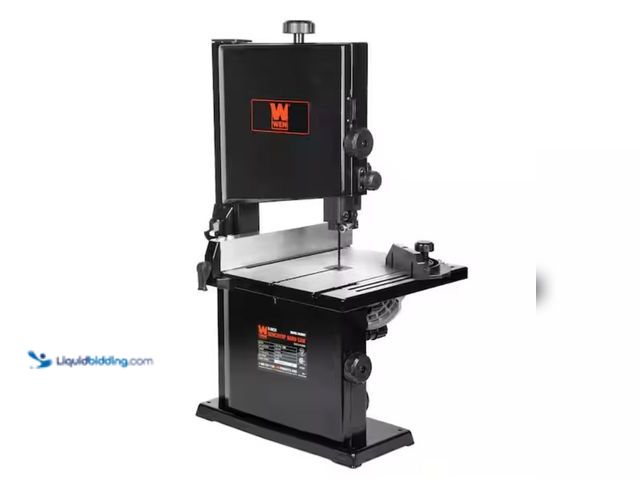 Lot 49-2001255 - WEN 2.8 Amp 9 in. Benchtop Band Saw, Model # BA3959, Used, Has attachments, Powers on. NOTE: Broken ...