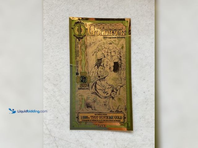 Lot 49-1830004 - 1 NEW HAMPSHIRE GOLDBACK 1/1000TH TROY OUNCE 24K GOLD SHEET RARE #COINS0219