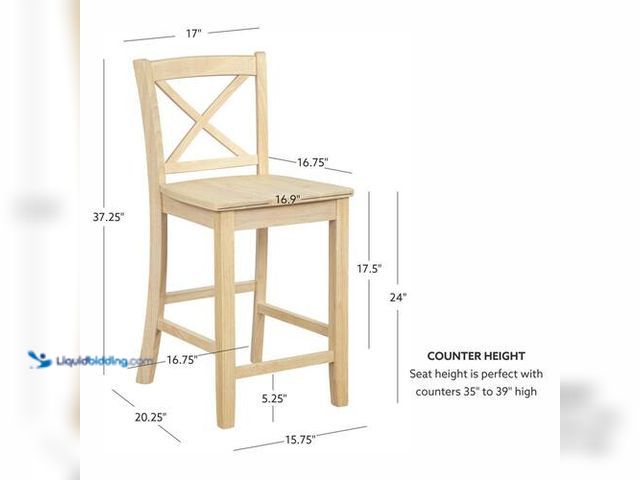 Lot 49-3614921 - 24" X-Back Natural Unfinished High Back Wood Counter Stool with Wood Seat - Unused; Scuffs/Scratches...