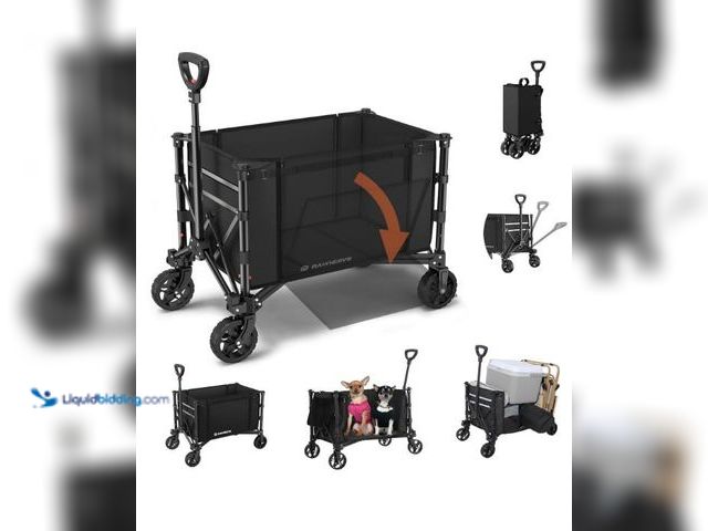 Lot 49-1577242 - 3 in 1 Collapsible Wagon Converts to Bench, 220lbs Foldable Wagon Cart with Wheels, 120L Shopping Ca...